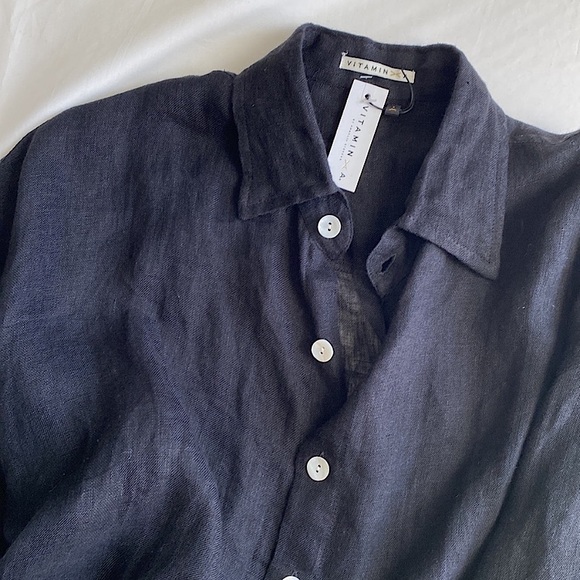 VITAMIN A ECOLINEN PLAYA BOYFRIEND SHIRT RESORT BEACH COVERUP WHIMSIGOTH Black S - Picture 10 of 11